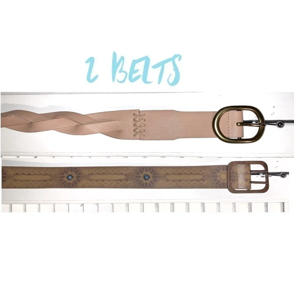 Braided beige belt and Boho tan and turquoise beaded belt Women’s